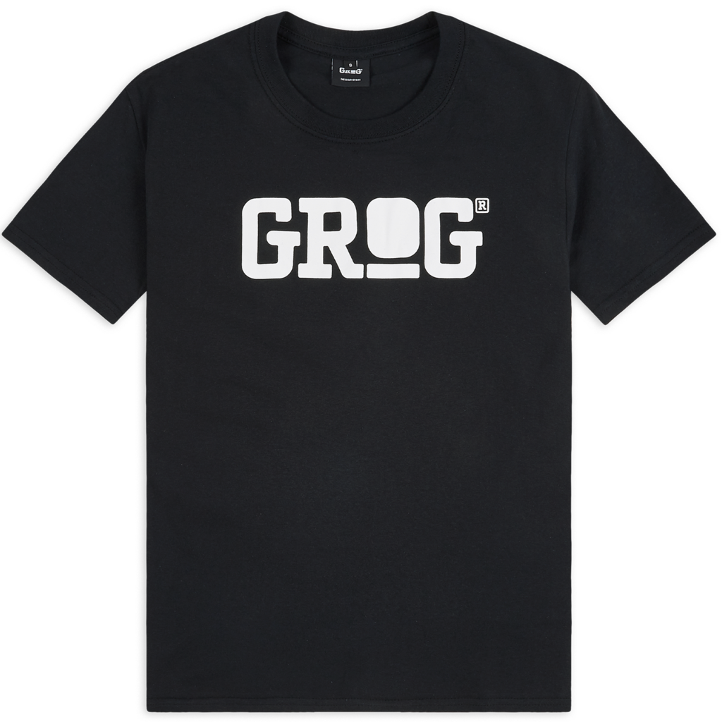 Grog Classic Logo T-shirt, Black/White